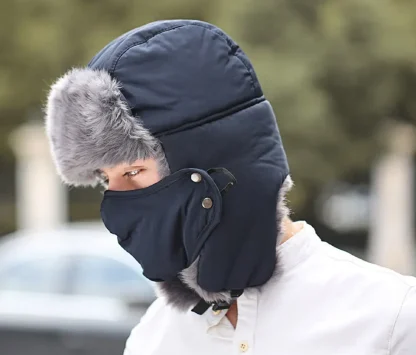 Warm Faux Fur Trapper Hat with Mask - Image 8