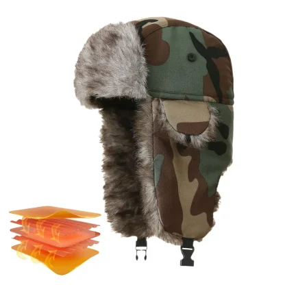 Warm Trapper Hat with Camouflage Pattern - Image 3