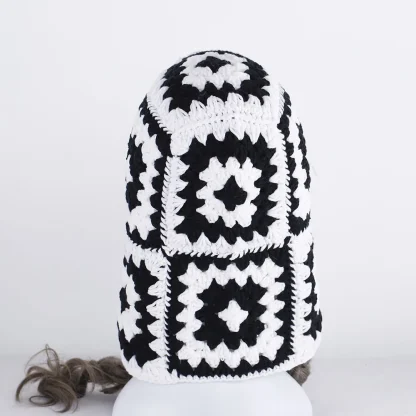 Knitted Aviator Hat with Tribal Pattern - Image 2