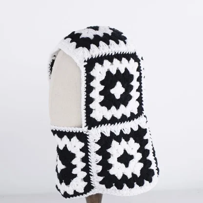 Knitted Aviator Hat with Tribal Pattern - Image 3