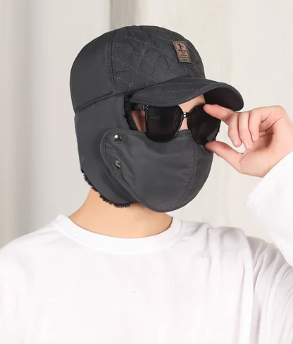 Brimmed Trapper Hat with Ear Flaps and Mask - Image 7