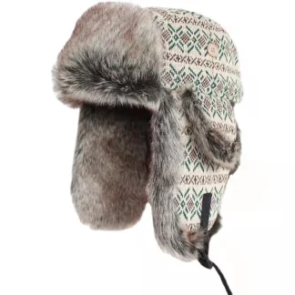 Printed Trapper Hat with Thick Faux Fur