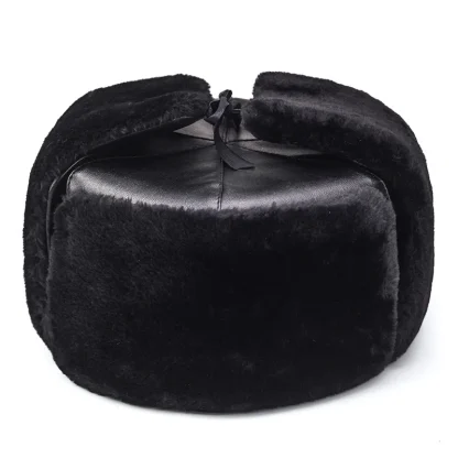 Foldable Ear Flaps Trapper Hat with Flat Top - Image 2