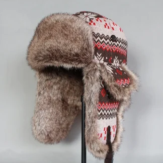 Tribal Pattern Thick Cozy Aviator Hat