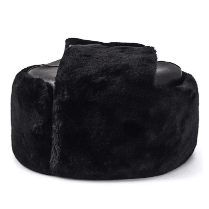 Foldable Ear Flaps Trapper Hat with Flat Top - Image 5