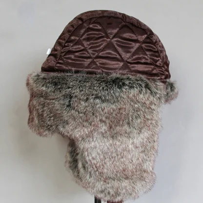 Printed Trapper Hat with Thick Faux Fur - Image 4