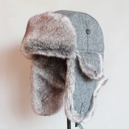 Fuzzy Warm Ushanka with Ear Flaps - Image 4
