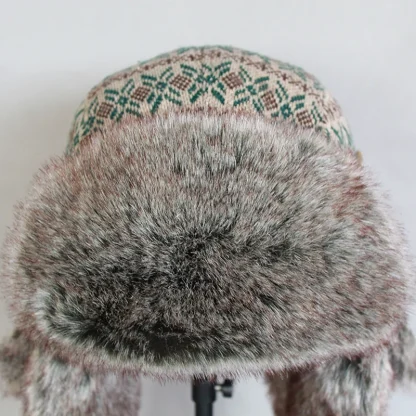 Printed Trapper Hat with Thick Faux Fur - Image 5