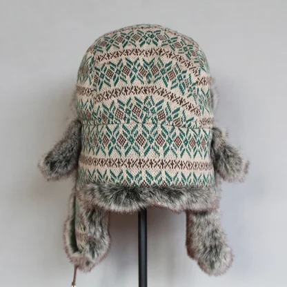 Printed Trapper Hat with Thick Faux Fur - Image 3