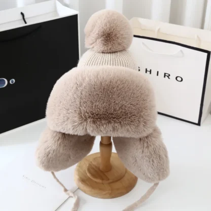 Knitted Cozy Ushanka with Pompom Decor