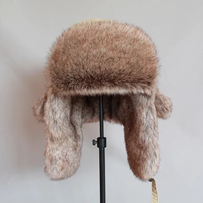 Unisex Warm Aviator Hat with Faux Fur - Image 5