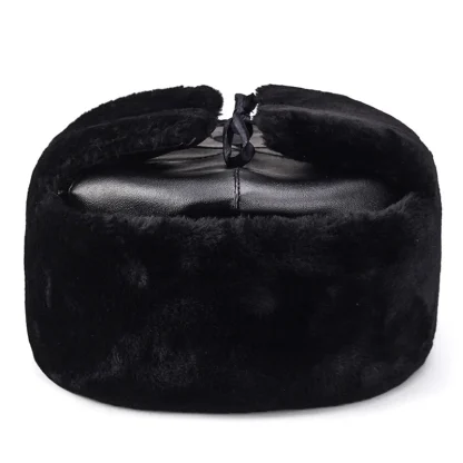 Foldable Ear Flaps Trapper Hat with Flat Top - Image 4