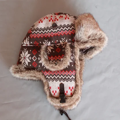 Tribal Pattern Thick Cozy Aviator Hat - Image 3