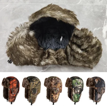 Buckled Ear Flaps Ushanka with Camo Print - Image 7