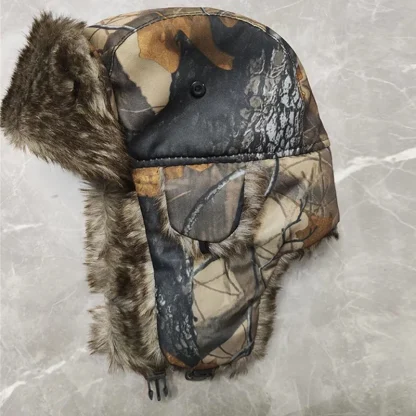 Buckled Ear Flaps Ushanka with Camo Print - Image 5