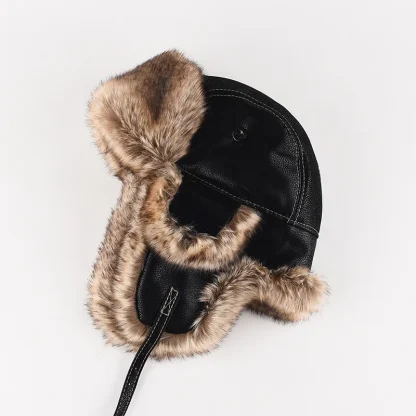 Windproof Warm Ushanka with Faux Leather - Image 2