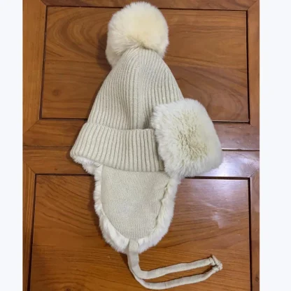 Knitted Cozy Ushanka with Pompom Decor - Image 11