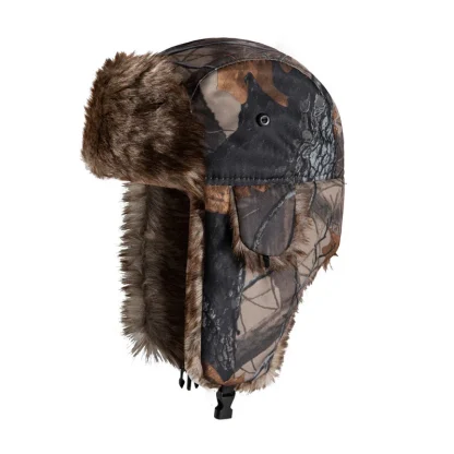 Buckled Ear Flaps Ushanka with Camo Print - Image 3