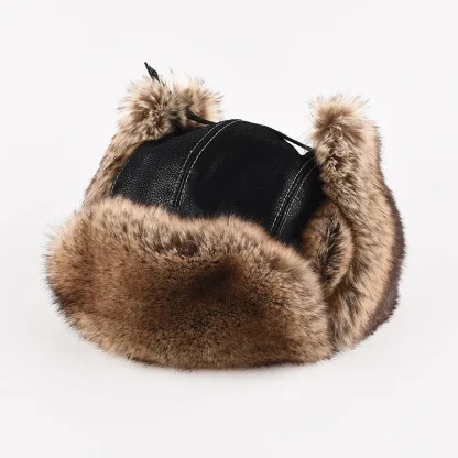Windproof Warm Ushanka with Faux Leather - Image 3