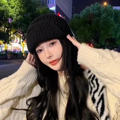 Knitted Solid Color Trapper Hat with Ear Flaps - Image 14