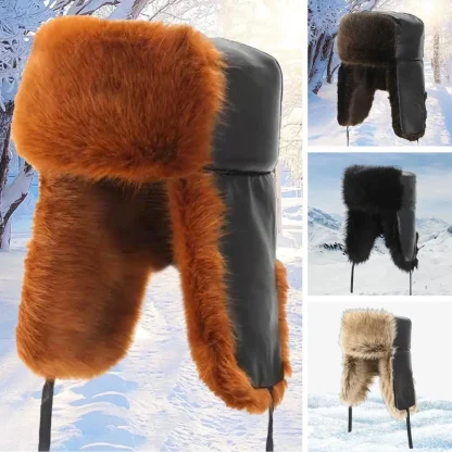 Versatile Flat Top Ushanka with Faux Fur - Image 7