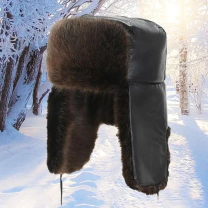 Versatile Flat Top Ushanka with Faux Fur - Image 4