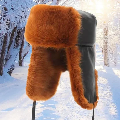 Versatile Flat Top Ushanka with Faux Fur - Image 3