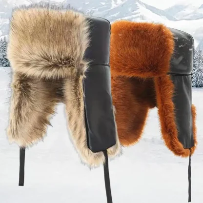 Versatile Flat Top Ushanka with Faux Fur - Image 6