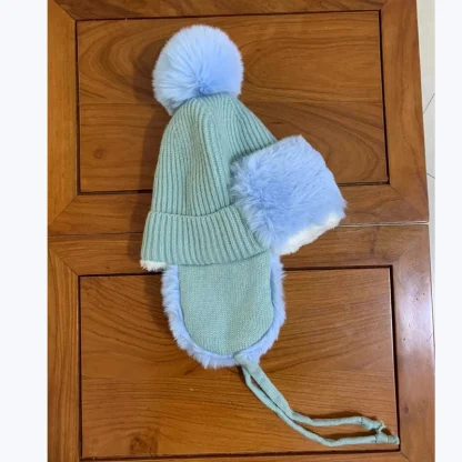 Knitted Cozy Ushanka with Pompom Decor - Image 14