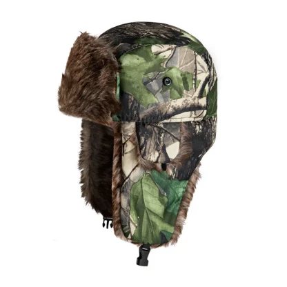 Buckled Ear Flaps Ushanka with Camo Print - Image 4