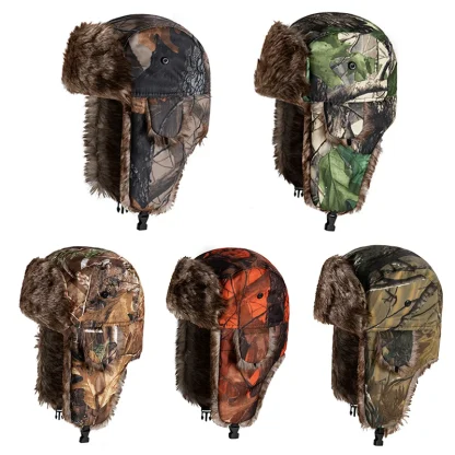 Buckled Ear Flaps Ushanka with Camo Print - Image 9
